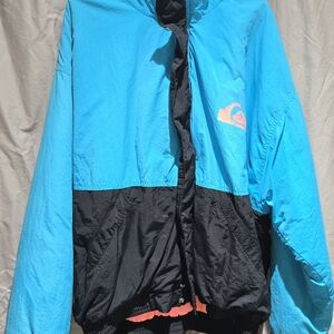 VINTAGE 90s QUICKSILVER MENS SNOWBOARD COLORBLOCK TURQ BLACK JACKET SIZE XLARGE